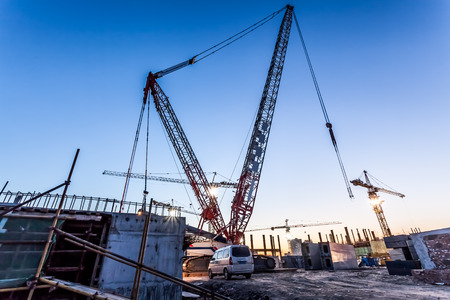 silhouette of construction siteのeditorial素材