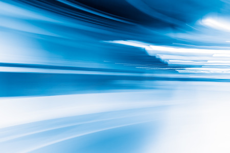Blue color tunnel car driving motion blurの写真素材