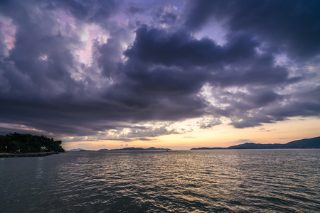 beautiful sunset on sea in Thailandの写真素材