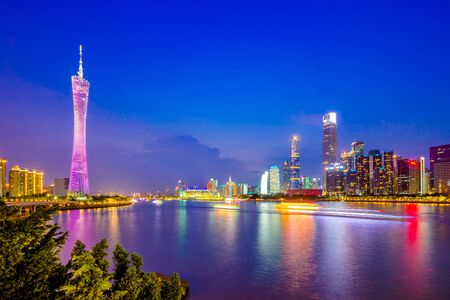 night view in city of Guangzhou Chinaのeditorial素材