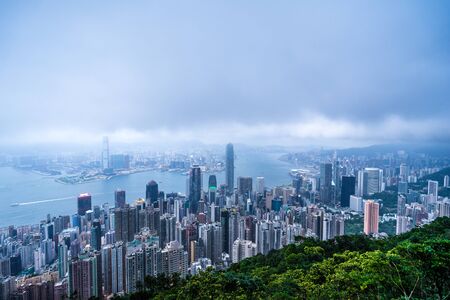 overlooking Hong Kong on mountainのeditorial素材