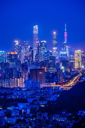 night view in city of Guangzhou Chinaのeditorial素材