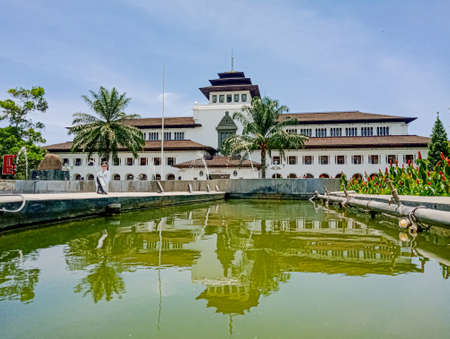 Bandung, West Java, Indonesia - Sunday, October 10, 2021:Gedung Sate, a historic building in the...