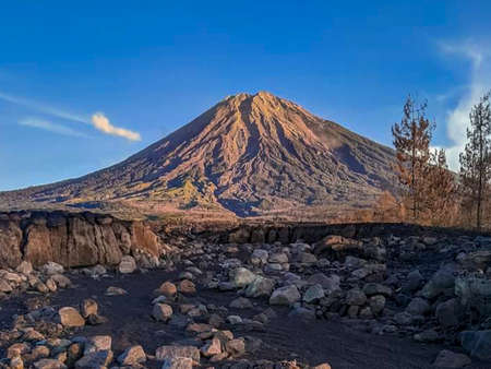 Mount Semeru in the morning in East Java, Indonesia.の写真素材