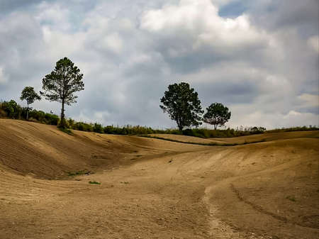 panoramic beauty of the landscape of fields in Simalungun, North Sumatra, Indonesia.の写真素材