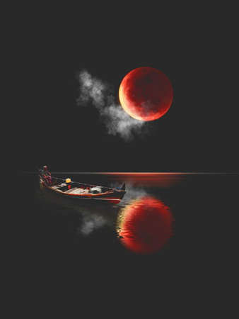 Super Moon.  Interesting photo of night sky background with beautiful full moon.の写真素材