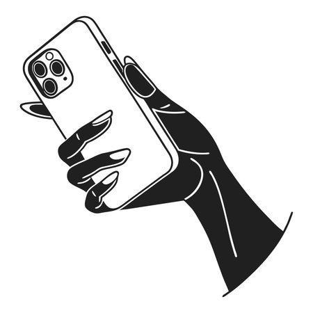 High-quality illustration of a modern smartphone with wireless earbuds tangled in a dynamic pose....