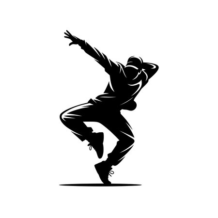 A sleek vector illustration of a breakdancer performing an impressive mid-air move, ideal for sports, dance, fitness, or urban lifestyle marketing projects.のイラスト素材