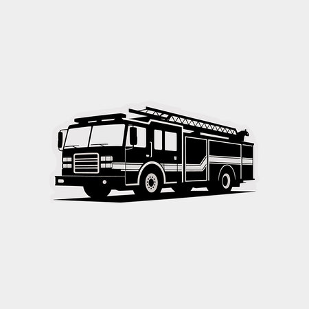 Minimalist vector illustration of a fire truck, ideal for safety campaigns, children's education,...