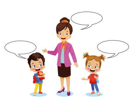 teacher and students speech bubbles your text hereのイラスト素材