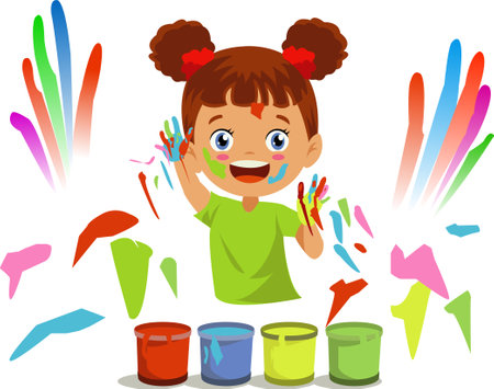 colored hands and paints colorsのイラスト素材