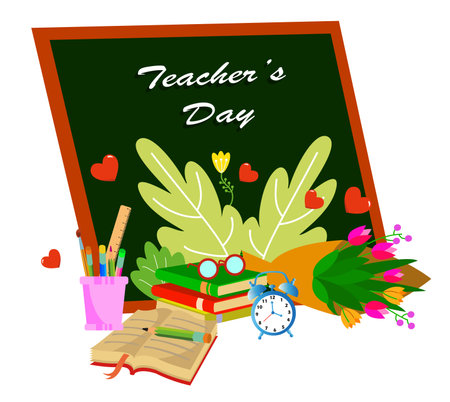 teacher and cute kids teachers dayのイラスト素材