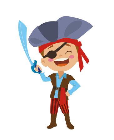 cute boy in pirate costumeのイラスト素材