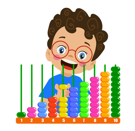 cute playing with bead abacusのイラスト素材