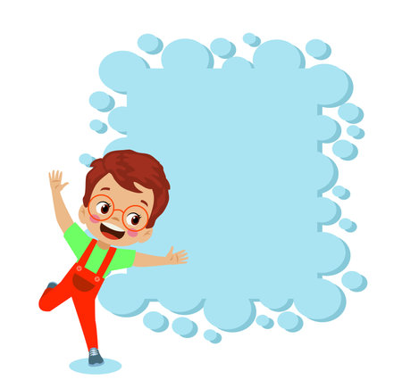 Your text here cute boy holding note paperのイラスト素材