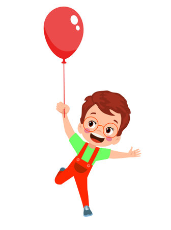Happy children and colorful balloonsのイラスト素材