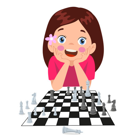 Cartoon Character Playing Chess Gameのイラスト素材