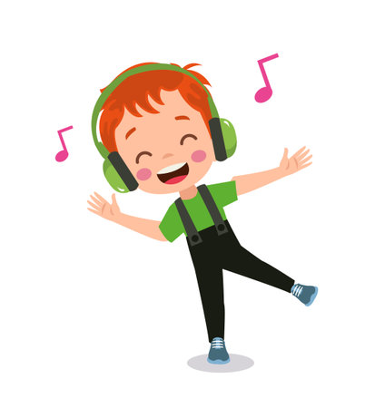 happy children playing instruments and singingのイラスト素材