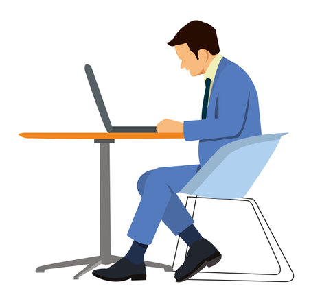 business people working with computer at deskのイラスト素材