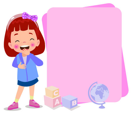 Kids holding banners. Vector boy and girl with empty banner, illustration cartoon school kid and board for textのイラスト素材
