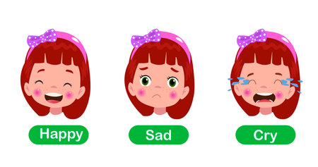 Little Kid With Different Emotionsのイラスト素材
