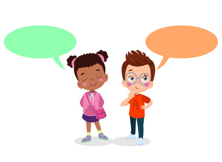Kids talking with a speech bubble.のイラスト素材