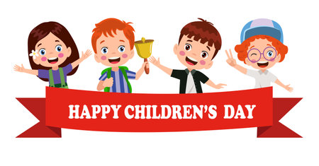 A poster for the children's day with the words happy children's dayのイラスト素材