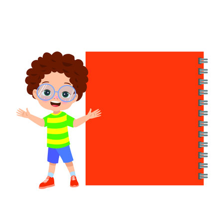 Your text here cute boy holding note paperのイラスト素材