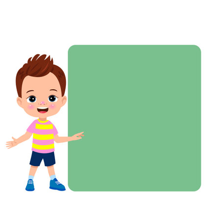 Your text here cute boy holding note paperのイラスト素材