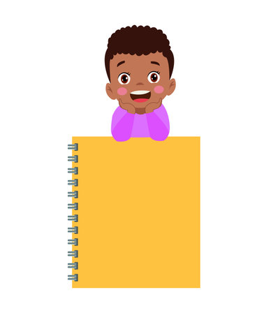 Your text here cute boy holding note paperのイラスト素材