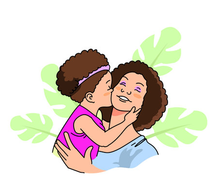 happy mother and daughterのイラスト素材