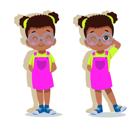 Vector Illustration cute little kidsのイラスト素材