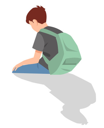 vector illustration of students in different posturesのイラスト素材