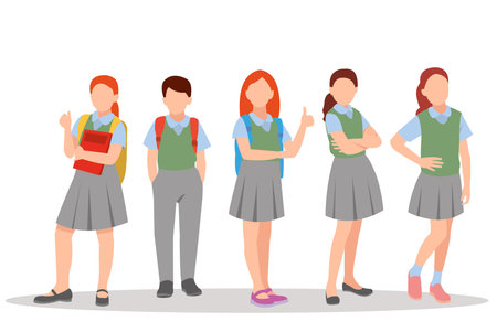 vector illustration of students in different posturesのイラスト素材