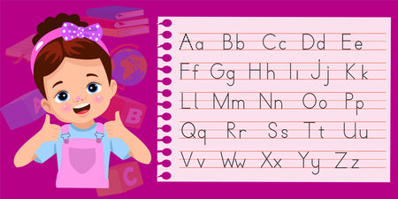 Alphabet letters tracing worksheet with all alphabet letters. Basic writing practice for kindergarten kidsのイラスト素材