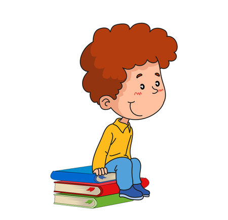 vector illustration of students in different posturesのイラスト素材