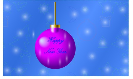 Happy new year. Nice ball on pattern background. Vector illustrationのイラスト素材