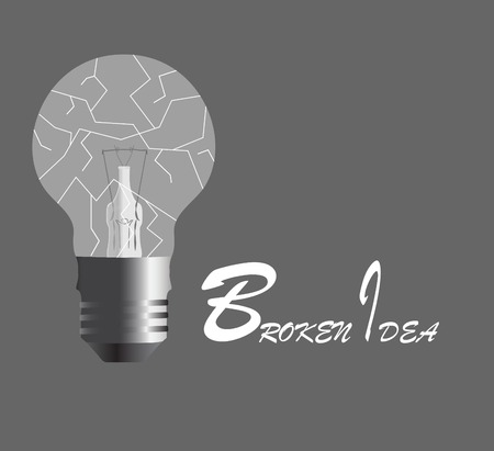 Broken idea. Broken light bulb on black background. Vector illustrationのイラスト素材