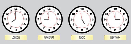 Time on world markets of the world. Vector illustrationのイラスト素材