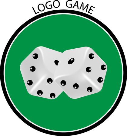 Cubes game logo. Leisure and dice, fortune and luck, chance. Vector illustrationのイラスト素材