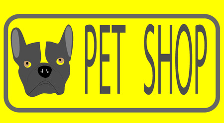 Pet shop emblem. Animal emblem, french bulldog, symbol and sign, vector illustrationのイラスト素材