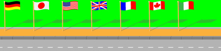 Street with flag G7 france italy canada germany japan usa englandの写真素材