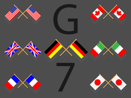 Flag set g7. france italy canada germany japan usa englandの写真素材