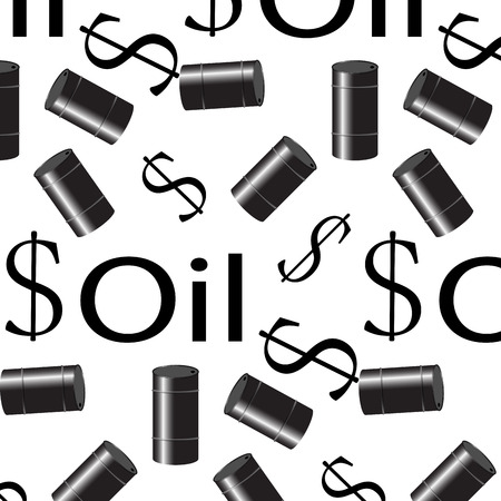 Oil seamless pattern. Money and barrel. Vector graphic illustrationのイラスト素材