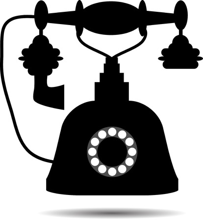 Retro telephone. Vintage phone, classic old, call connect, vector graphic illustrationのイラスト素材