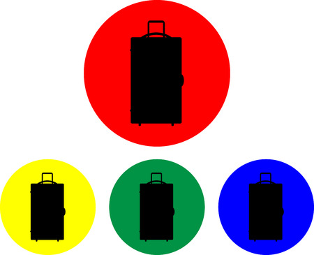 Suitcase on wheels icon set. Baggage and luggage, trip and vacation, journey and briefcase. Vector illustrationのイラスト素材