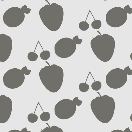 Fruit pattern. Silhouettes of fruit strawberry apricot and cherryのイラスト素材