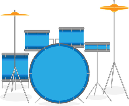 Drum set. Instrument and music, musical cymbal, rock and equipment, vector graphic illustrationのイラスト素材