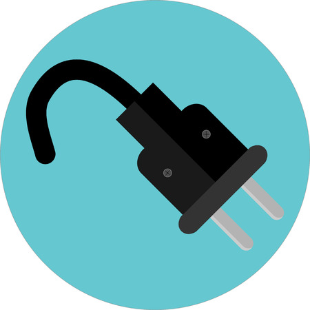 Icon plug. Electricity power energy, electric adapter and wire, cable connection, vector art design abstract unusual fashion illustrationのイラスト素材