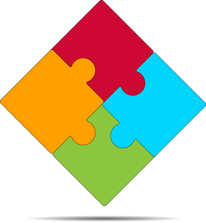 Folded puzzle icon. Jigsaw and management, unusual strategy business, vector art design abstract unusual fashion illustrationのイラスト素材